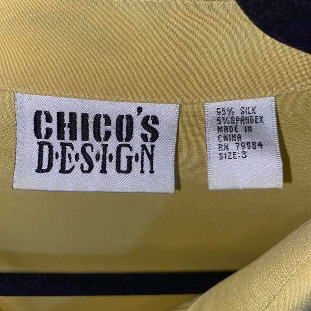 Chico's Design Light Yellow Silk Blend Blouse - Picture 3 of 5